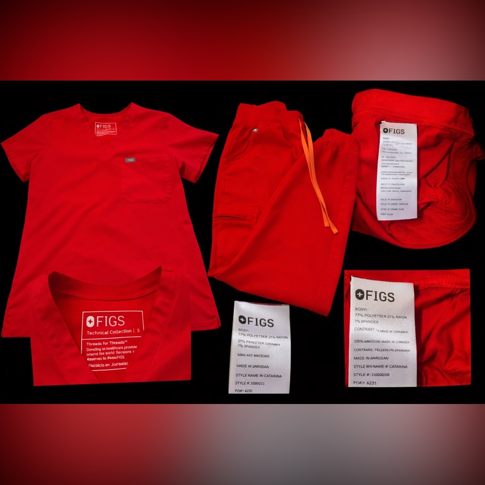 Figs Women’s Set - RARE- POP RED - PO# 6231 - EUC - Small/Small Regular